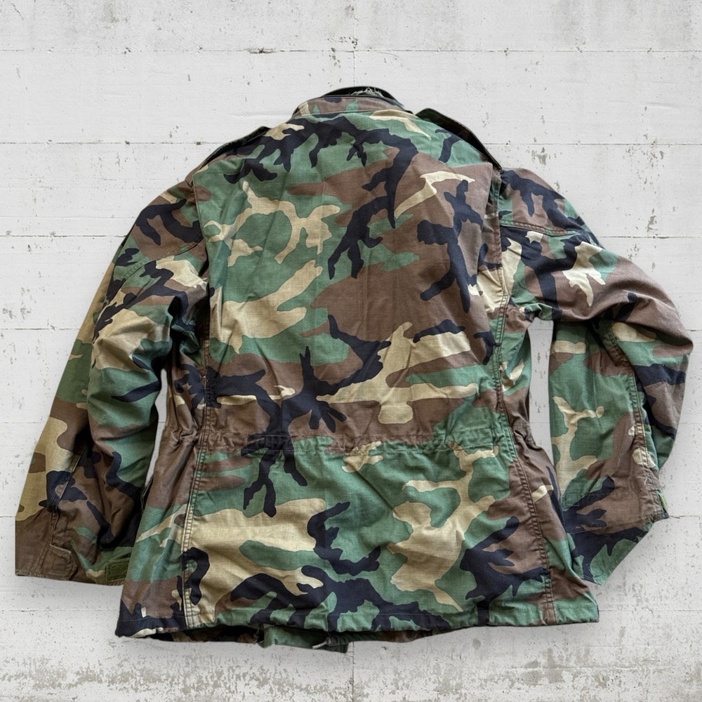 US Army Military Cold Weather Field Jacket Coat Mens Large Woodland Camo 90s - Picture 2 of 11